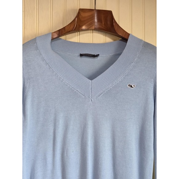 Vineyard Vines Sweaters - Vineyard Vines Sweater Womens XXS Blue Cotton V Neck Whale Logo Pullover